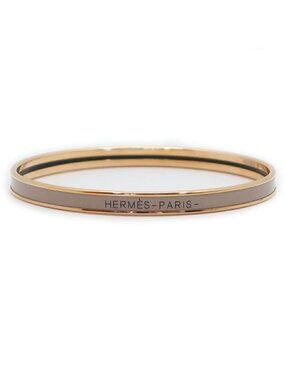 Hermes Enamel Bracelet Extra Fan Uni Brown Glace Pink Gold Bangle